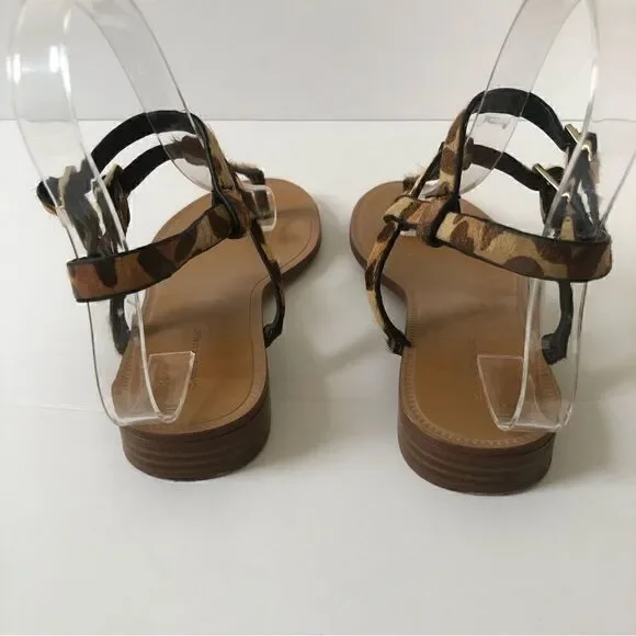 Zara leopard print real calf hair strappy thong sandals woman’s size 36 - Picture 6 of 10